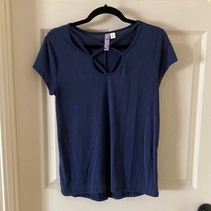 Alya Navy Blue Strappy T-Shirt Blouse Top Size Small Like New Stretch Soft EUC